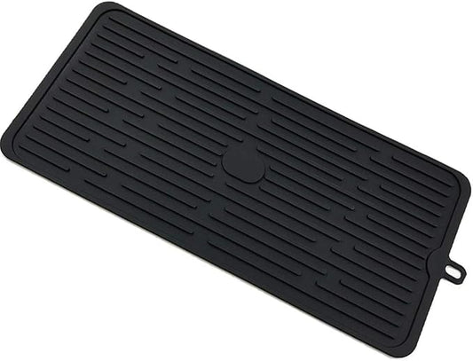 Dish Drying Mat, Silicone Drying Mat Good Large Drying Mats for Kitchen, Heat Resistant Mat Solid Rectangular (Black)