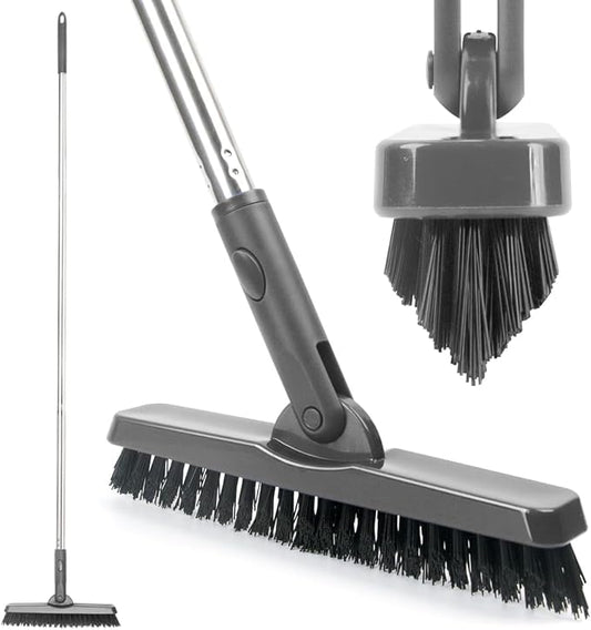 CELOX Grout Brush with Long Handle, 180°Rotation Tile Grout Cleaning Brush, Gray
