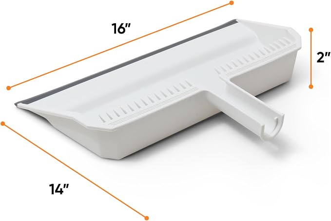 Superio 4-Pack Wide Plastic Dustpan with Comb - 16" Wide, Rubber Lip, Broom Handle Clip, White