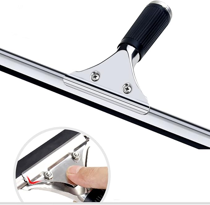 45cm 18in Grip Glass Squeegee for Window Cleaning,Stainless Steel All Purpose Squeegee with Non-Slip Handle for Shower Doors Window Car Mirror Glass (18in/45cm, Black)