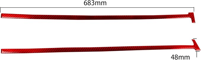 Red Real Carbon Fiber Trim for Tesla Accessories | for Model 3 2017-2022 / Model Y 2020-2024 Dashboard Sides Decoration Strip Sticker Interior Thick Overlay Decal