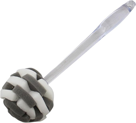 Glass Sponge Dish Brush with Handle – 11.5" Puff Head Kitchen Cleaning Brush for Glasses, Bottles, Dishes & Vases – Soft Layered Sponge with Ergonomic Clear Handle