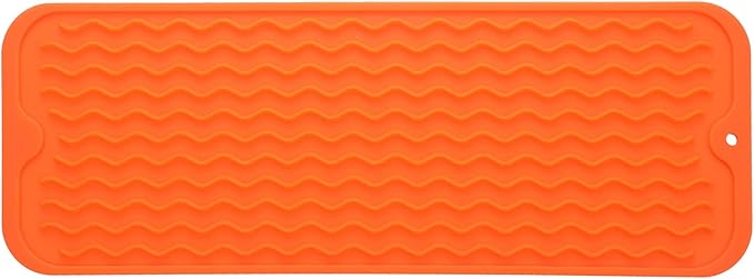 MicoYang Silicone Dish Drying Mat for Multiple Usage,Easy clean,Eco-friendly,Heat-resistant Silicone Mat for Kitchen Counter,Sink,Bar,Bottle,or Cup Orange M 17 inches x 6 inches