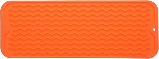 MicoYang Silicone Dish Drying Mat for Multiple Usage,Easy clean,Eco-friendly,Heat-resistant Silicone Mat for Kitchen Counter,Sink,Bar,Bottle,or Cup Orange M 17 inches x 6 inches