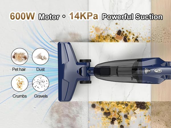 Corded Small Vacuum Cleaners for Home Stick Lightweight VA001 | Powerful Suction, Self-standing, HEPA, Handheld with 180°Left-Right Steering for Pet Hair Hard Floors Carpet Car Office