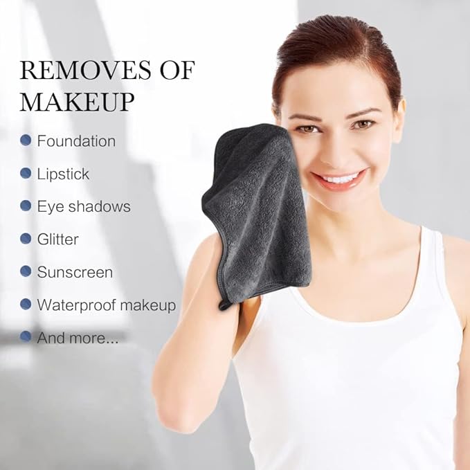 SINLAND Microfiber Facial Cloths Fast Drying Washcloth 12inch x 12inch Absorbent Face Wash Cloth Soft Makeup Remover Cloths