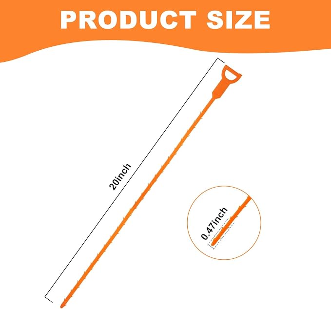 Drain Snake Clog Remover - 4 Pack 20 Inch Flexible Hair Drain Removal Tool for Sink, Shower, Tub & Toilet, Drain Cleaner with Grip Handle - Easy Use Kitchen & Bathroom Drain Opener