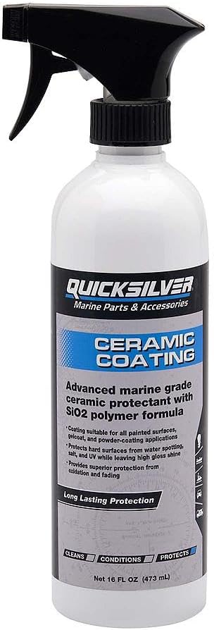 Quicksilver Ceramic Coating Marine Spray-On Detailer for Boats, Outboard Engines, Fiberglass, and Gel Coats - 16 oz.