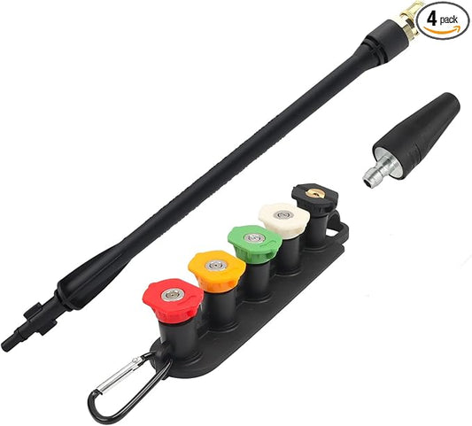 Pressure Washer Replacement Spray Wand with Turbo Nozzleand 5 Spray Tips and Belt Clip Nozzle Holder, Compatible with Bosch, AR Blue Clean, Stanley Pressure Washers