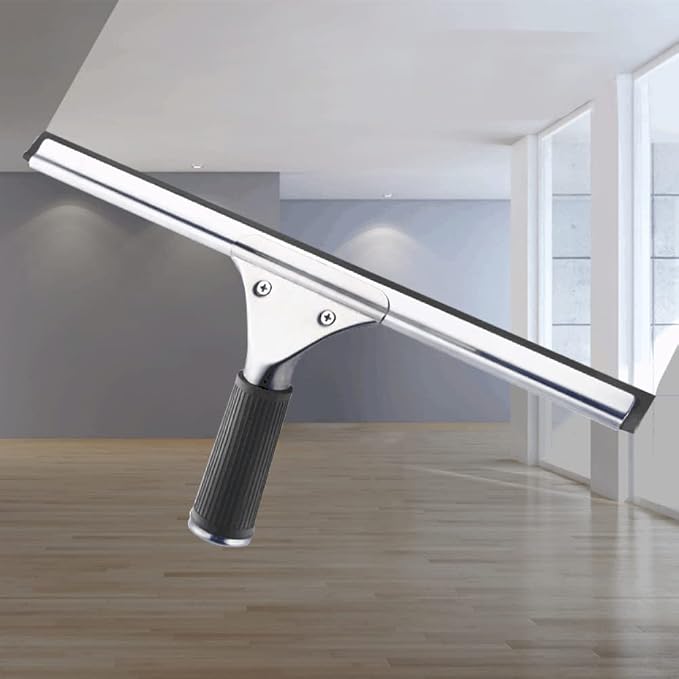 45cm 18in Grip Glass Squeegee for Window Cleaning,Stainless Steel All Purpose Squeegee with Non-Slip Handle for Shower Doors Window Car Mirror Glass (18in/45cm, Black)