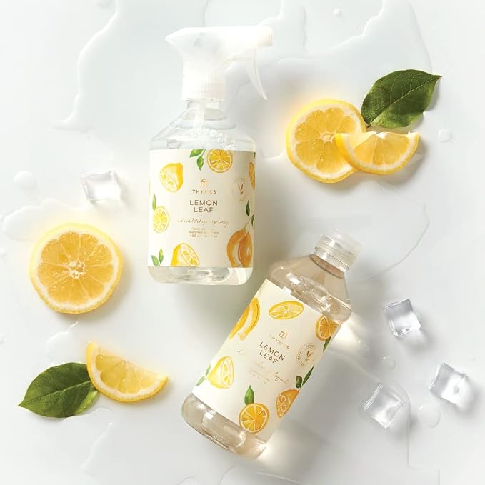 Thymes Countertop Spray - Counter Cleaner Spray - Household Cleaning Supplies (Lemon Leaf, 16.5 fl oz)