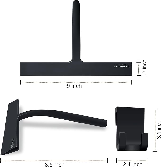 Silicone Rubber Blade Shower Squeegee 9" in Width Window & Car Squeegee for Shower, Glass, Window (Black, 9 Inches)