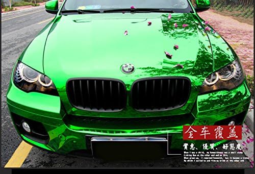 DIYAH Gloss Chrome Mirror Vinyl Car Wrap Sticker with Air Release Bubble Free Anti-Wrinkle 12" X 60" (1 FT X 5FT) (Green)