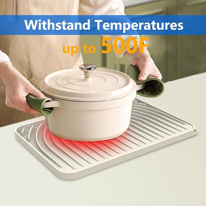Dish drying mats for kitchen counter,14.6"×11"Silicone Self-Draining mat | Various sizes and colors,Self-Draining Slope Structure,Enabling faster drying,Heat-Resistant,Easy to clean,Food-grade