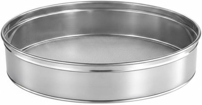 Flour Sieve Stainless Steel Mesh Sifter Round Strainer Colander Fine Filtering Achieves Smooth Mixtures Suitable for cake making pastry prep icing sugar everyday, 30cm