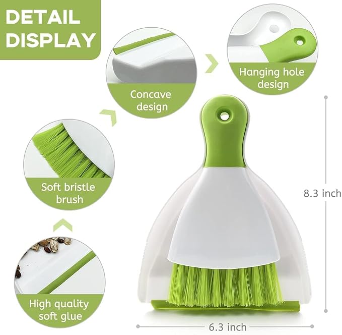 Small Hand Dust Pan and Brush - Small Broom and Dustpan Set, Mini Broom and Dustpan, Compact Dustpans and Brush for Home Cleaning, Sofa, Desk, Guinea Pig Cage, Cat Litter, etc. (Pink)