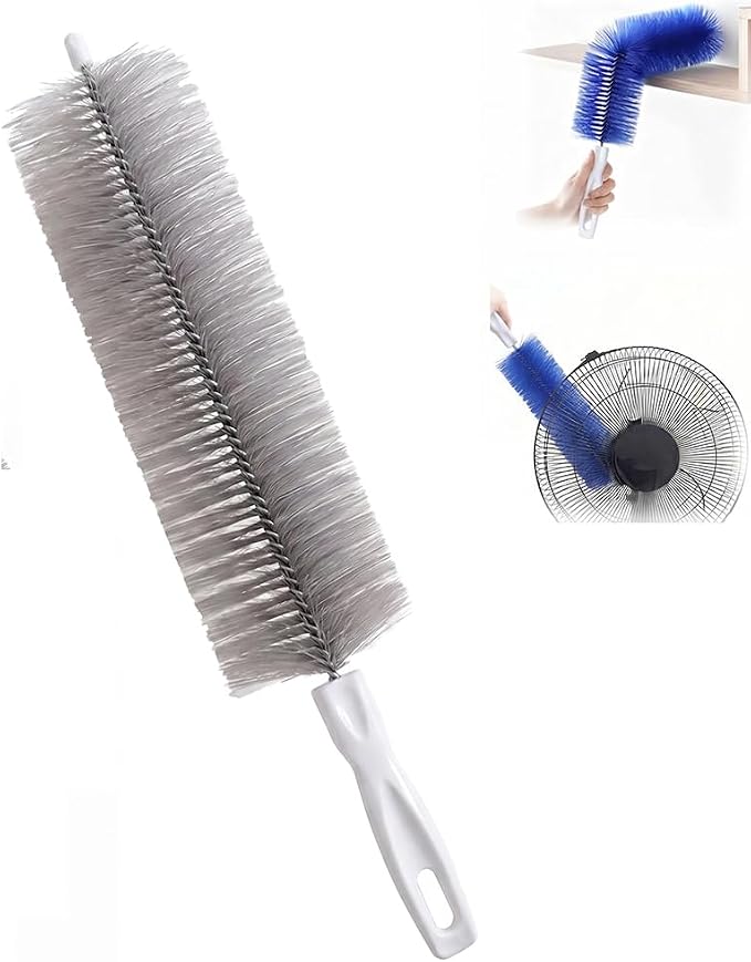 Fan Cleaning Brush, Bendable Microfiber Head, Microfiber Duster for Electric Fan and Blind, Reusable Dust Remover Washable ldeal for Electric Fans Air Conditioning, Home Car Vents, Curtain (Gray 1PC)