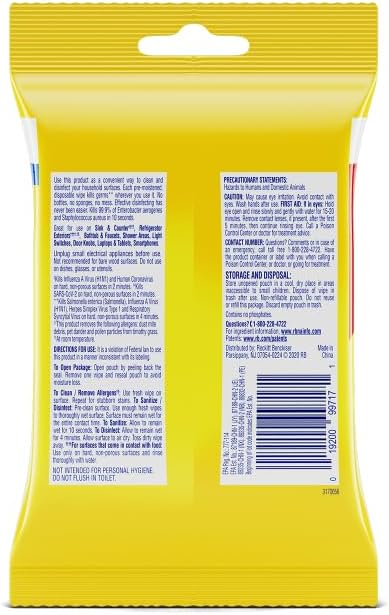 LYSOL Disinfecting Wipes - Lemon & Lime Blossom To-Go Flatpack 15 ct. 1 pack