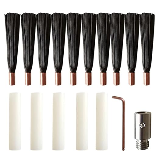 M6/M8/M10 Brush Set for MIG/TIG Weld Cleaner Stainless Steel Polishing Electrolytic Processor，10pcs Brush + 1pcs Brush Head Connector (Stainless Steel, M10)