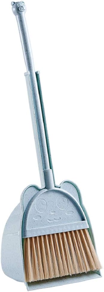 Kids Broom and Dustpan Set, Mini Toddler Broom for Pretend Play Cleaning, Child-Sized Little Housekeeping Helper Set, Blue