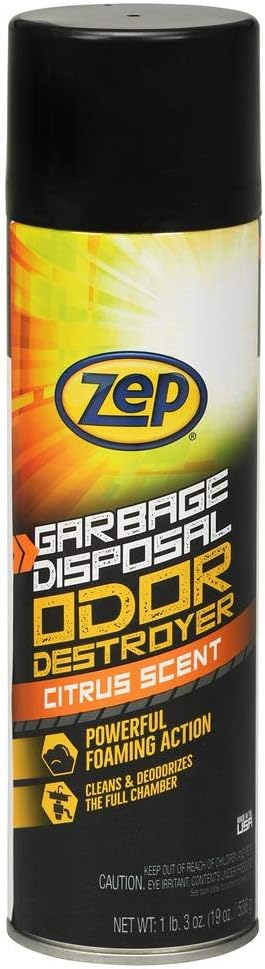 Zep Foaming Garbage Disposal Odor Destroyer - 19 Ounces - ZUDGF19 - Cleans Blades and Removes Odor