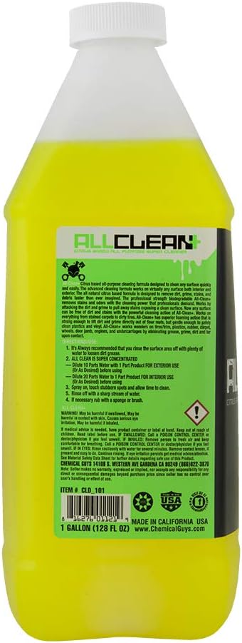 Chemical Guys, All Clean+ Citrus All-Purpose Cleaner, Dilutable, 1 Gallon | Citrus all-purpose cleaner cuts grease, grime and dirt on interior and exterior surfaces, dilutable to any strength