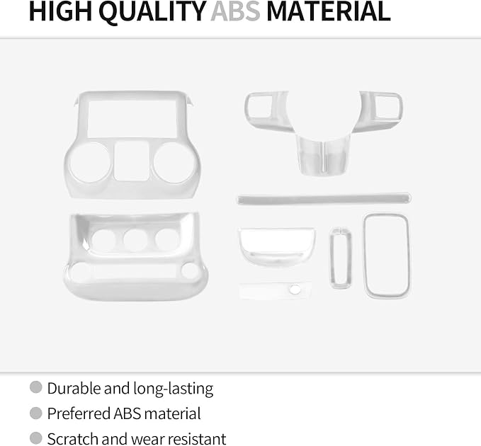 RT-TCZ for Jeep JK Interior Trim Kit White, JKU Center Console Dashboard Panel Trim Cover for Jeep Wrangler JK JKU 2011-2017 White Interior Accessories 10pcs