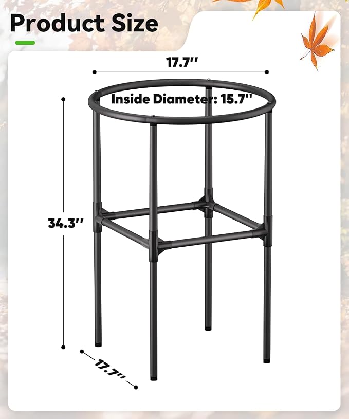 Garden Trash Bag Holder – 30-55 Gallon Outdoor Waste Bag Stand, M | Metal Frame Lawn Leaf Bag Holders with Adjustable Feet, Detachable Legs for Leaves, Yard Waste, Camping