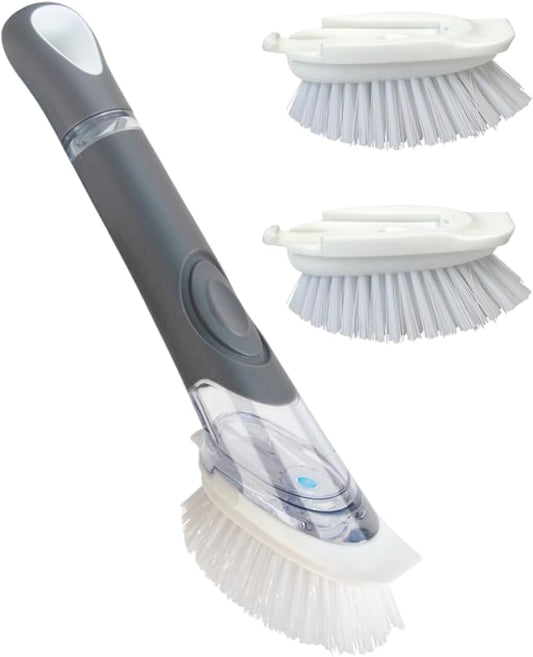 CELOX Dish Brush with Soap Dispenser, Heavy Duty Dishwand Kit, Includes 1 Wand & 3 Dish Brush Refill Heads