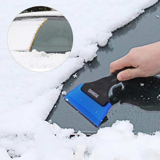 FOSHIO Small Squeegee with 5 Inch Dark Blue Rubber Blade Mini Wiper Window Tinting Tools for Mirror Glass Window Cleaner with Non-Slip Handle