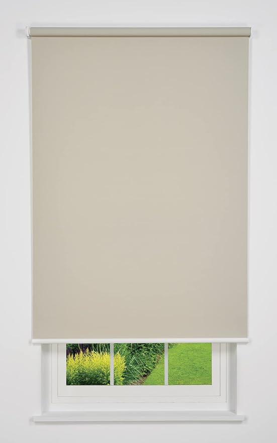 Linen Avenue Cordless 1% Solar Screen Standard Roller Shade, Beige 39 1/2 W x 66 H (Arrives 1/4" Narrower)