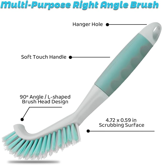 3 Pack Scrub Brush Set, Heavy-Duty Scrub Scrubbing Brushes for Cleaning | Grout Brush with Stiff Bristles Cleaning Brush for Bathroom, Bathtub, Kitchen, Floor, Tub, Tile, Sink