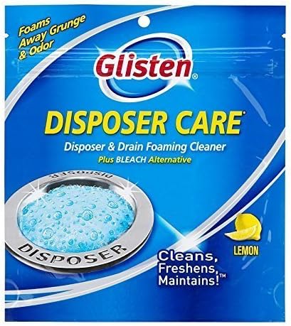 Glisten Garbage Disposer Cleaner and Freshener, Sink Disposal Odor Eliminator with Foaming Action, Lemon Scent, Made in the USA, 4 Count (Pack of 6)