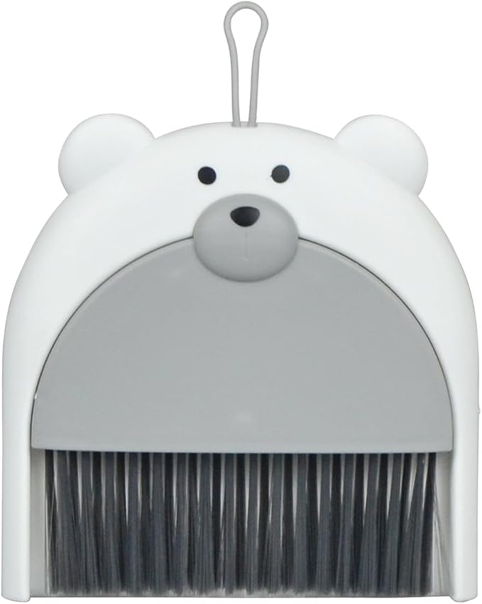 Mini Broom and Dustpan Set 6.2x6.3 Inches Compact Hand Broom for Desktop Table Countertop Car Office Kitchen Small Space Cleaning(Grey)