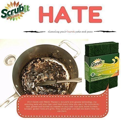 Scouring Pads - Heavy Duty Household Cleaning Scrubber with Non-Scratch Anti-Grease Technology - Reusable Scrubbing Pads – Green, 24 Pack