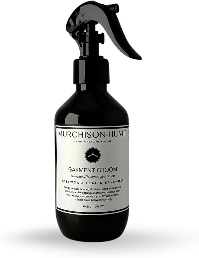 Murchison-Hume Garment Groom Fabric Spray & Stain Remover | Natural Dry-Cleaning Alternative | Odor Eliminator + Wrinkle Release | Refreshes Clothes Between Wears | Rosewood Leaf & Lavender|