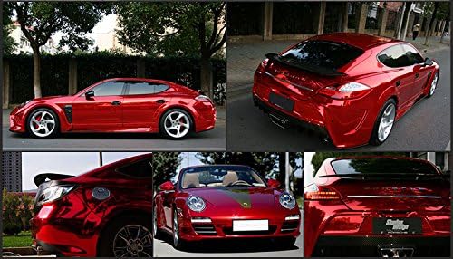 DIYAH Gloss Chrome Mirror Vinyl Car Wrap Sticker with Air Release Bubble Free Anti-Wrinkle 12" X 60" (1 FT X 5FT) (Red)