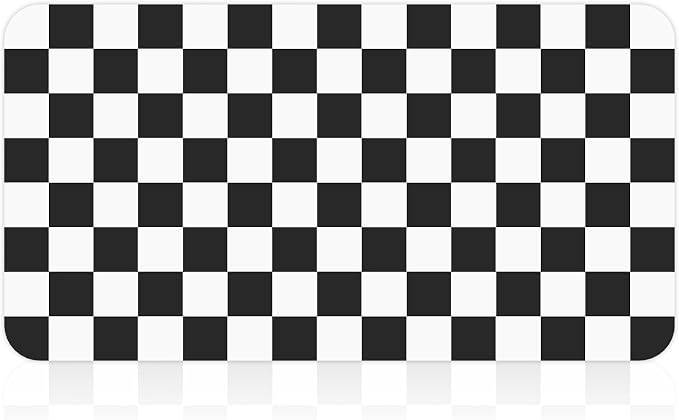 17" x 32" Checkered Dish Drying Mat for Kitchen Counter, Absorbent Coffee Bar Mat for Espresso Machine Coffee Countertops Accessories, Black