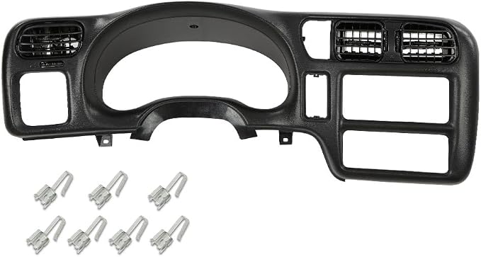 G-PLUS Dash Radio Trim Bezel Cover Single Din Compatible with 1998-2004 Chevy Blazer S10/GMC Jimmy Sonoma Dashboard Radio Panel (Black ABS Plastic)