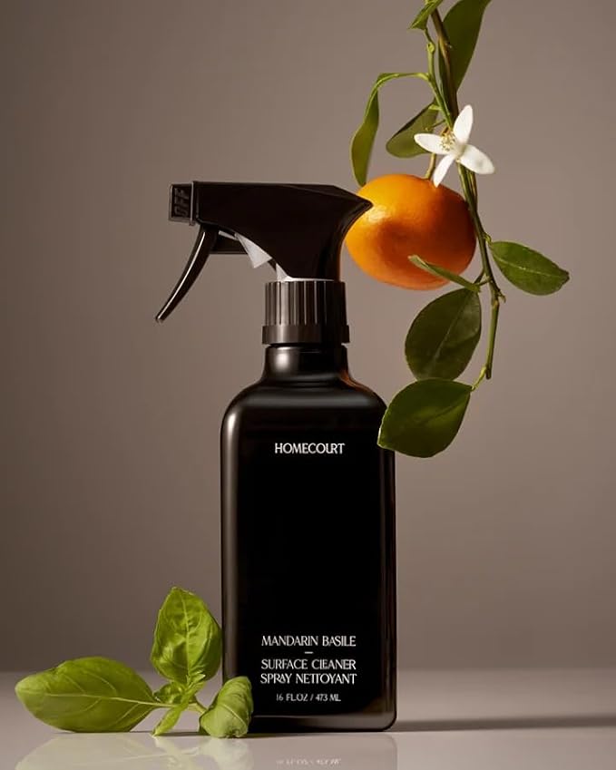 Homecourt by Courteney Cox Surface Cleaner, Mandarin Basile, 16 fl oz | All-Purpose Spray, Lifts Away Dirt, Smudges & Grease, For Bathroom, Kitchen & more, Clean Formula