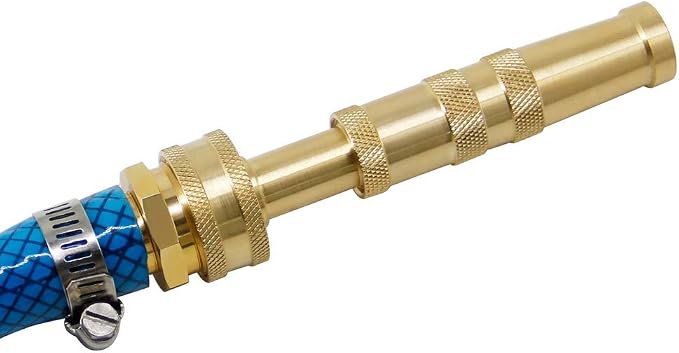 Twinkle Star Heavy-Duty Brass Adjustable Twist Hose Nozzle, 2 Pcs | 3/4” GHT Brass Garden Hose Nozzle, Adjustable Water Flow