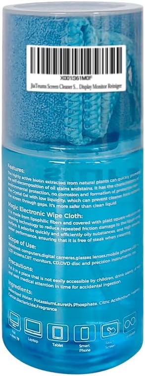 Car Screen Cleaner,TV Screen Cleaner with Wipe Cloth(200ml*1) | Streak-Free,Fast-drying,Non-Drip,Widely Applicable to Eyeglasses,Displays,Phone Screens,CD Disc,LCD LED and Electronics