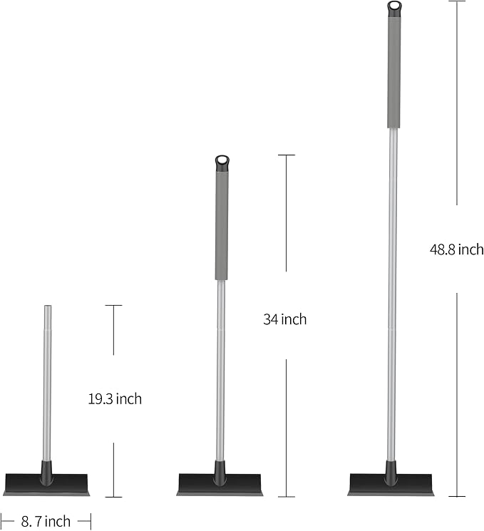 MR.SIGA Floor Scrub Brush with Long Handle for Cleaning Cleaning Bathroom | Shower floor scrubber, 2 in 1 scrubber and squeegee for cleaning patio, garage, wall, tile with stiff Bristles