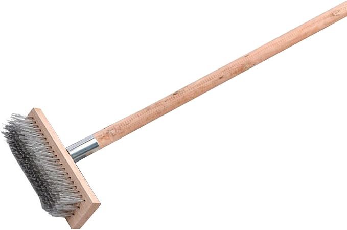 Duty Floor Scrub Brush with 20cm Stainless Steel Wire Deck Tool for Outdoor Moss Removal Patio Concrete Scrubber Broom