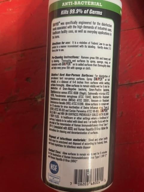 SNiPER Hospital Disinfectant, Odor Eliminator & All-Purpose Cleaner, 4 Ounce Spray, 2-Pack