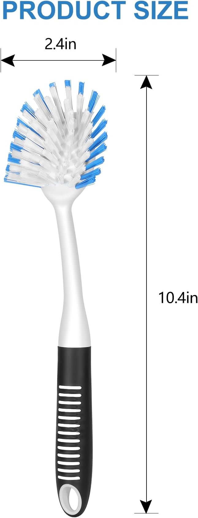 SetSail Dish Brush with Handle, 3 Pack Stiff Bristles Dish Scrubber with Built-in Scraper Dish Scrub Brushes for Cleaning Dishes, Pots and Pans, Kitchen Sink, 3 Pack, Black Blue