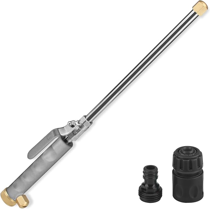 High Pressure Power Washer Wand, Hydro Jet Nozzle for Garden Hose, Watering Sprayer Cleaning Tool, Wand Lance for Gutter Patio Car Pet Window Glass, Grey