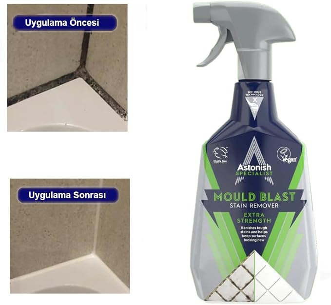 Astonish Apple Burst Household Cleaner - Shower Curtain, Shower Door, Bathroom Tiles - Hard Water Stains, Rust & Calcium Bathroom Cleaner - No Scrub, Cruelty Free Cleaning Supplies, 750ml Spray Bottle