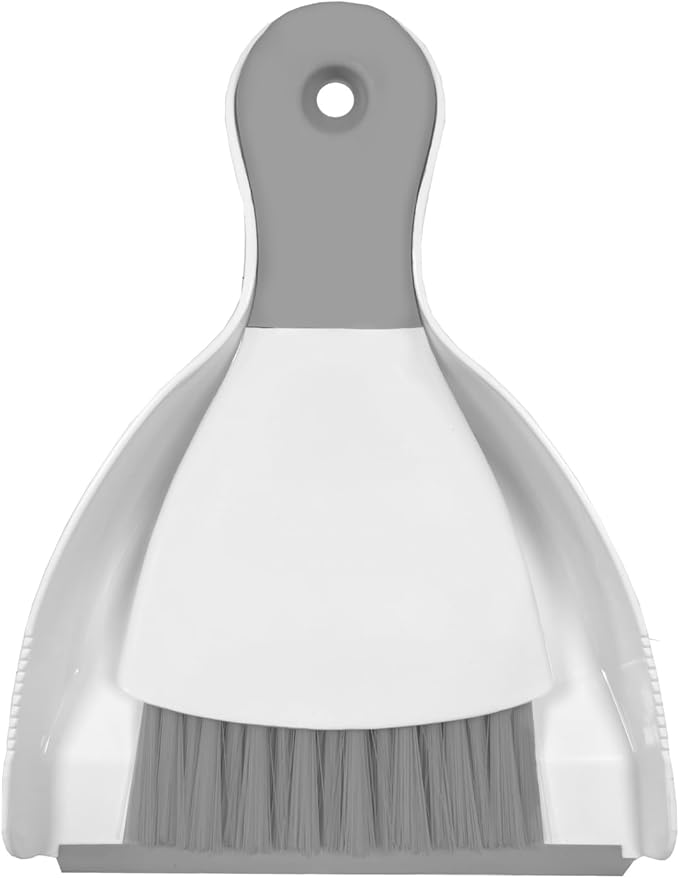 Mini Broom with Dustpan Combo Set Small Dust pan and Brush Set Quick Cleanup Tools for Kitchen Table Keyboards Pets Nest Sofa (Grey)