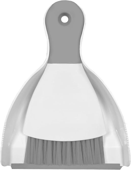 Mini Broom with Dustpan Combo Set Small Dust pan and Brush Set Quick Cleanup Tools for Kitchen Table Keyboards Pets Nest Sofa (Grey)